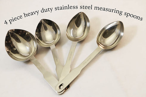 ExcelSteel 4 Piece Heavy Duty Stainless Steel Measuring Spoons, Silver