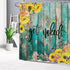 LB Rustic Sunflower Shower Curtain, Modern Farmhouse Yellow Floral Funny Quotes Get Naked Shower Curtains, Country Style Vintage Flower Wooden Boards Bathroom Curtains Set with Hooks, 72X72 Inches