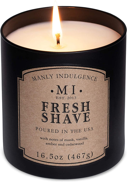 Manly Indulgence Fresh Shave Candle With Notes of Musk, Vanilla, Amber and Cedarwood (16.5 Oz)