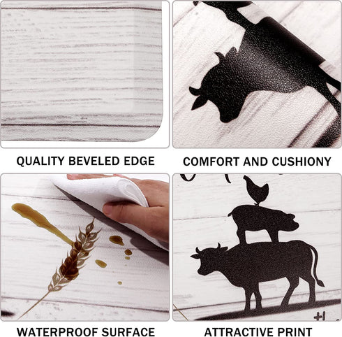 U'Artlines Kitchen Mat Cushioned Anti Fatigue Floor Mat Thick Waterproof Non-Slip Kitchen Rug Heavy Duty Comfort Standing Mat for Home,Office,Desk,Sink,Laundry (17''x28'', Offwhite)