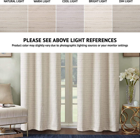 Comfort Spaces Grasscloth Blackout Window Curtain Pair / 2 Pieces Panels Grommet Top Energy Efficient Saving Drapes for Living Room Bedroom and Dorm, 40" W x 95" L, Ivory
