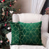 Lewondr Golden Embroidery Velvet Throw Pillow Cover, 2 Pack Soft Velvet Throw Pillow Case Golden Lines Embroidered Rhombus Pattern Back Cushion Cover for Car Sofa Bed 18"x18"(45x45cm), Dark Green