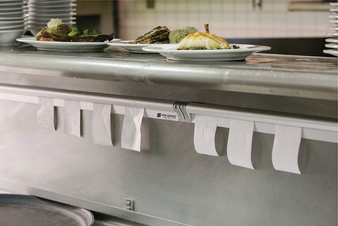 san jamar CK6530A Anodized Aluminum Slide Check Rack, 30 inch Length x 3/4 inch Width x 2 inch Height