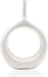 Samawi Modern Ceramic Vase for Decor Ceramic Vase Circle Donut Oval Vase Tall White Vase Hollow Vase Decorative vase for Table Kitchen Home