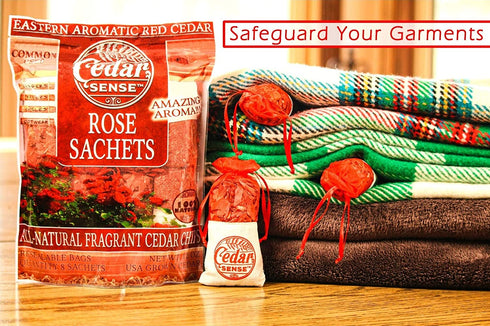 Cedar Sense Rose Scented Essential Oil Cedar Sachets 8 Pack Essential Oil Infused Cedar Chips Car Air Freshener Closet Freshener Potpourri Bags Air Fresheners Sachets for Drawers