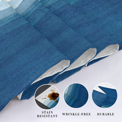 Vandarllin Blue White Table Runner, Non-Slip Dining Table Runners for Kitchen, Ombre Ocean Wave Coffee Table Runners Dresser Scarf for Living Room Garden Wedding Parties (13x90 inches Long)
