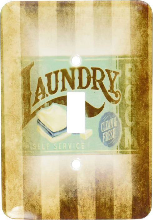 3dRose LLC lsp_119627_1 Vintage Laundry Room Sign On Grunge Stripes Single Toggle Switch