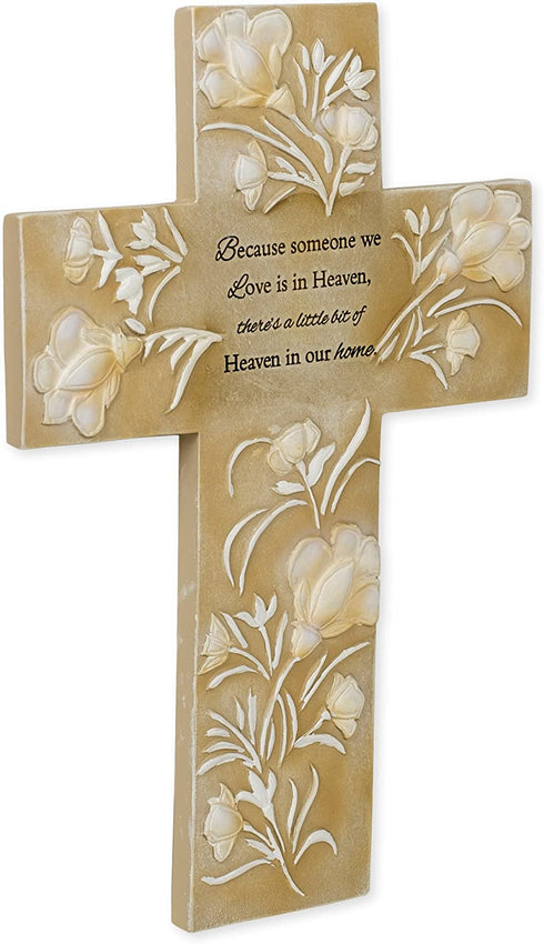 Someone We Love in Heaven 8 inch Embossed Resin Stone Inspirational Wall Cross