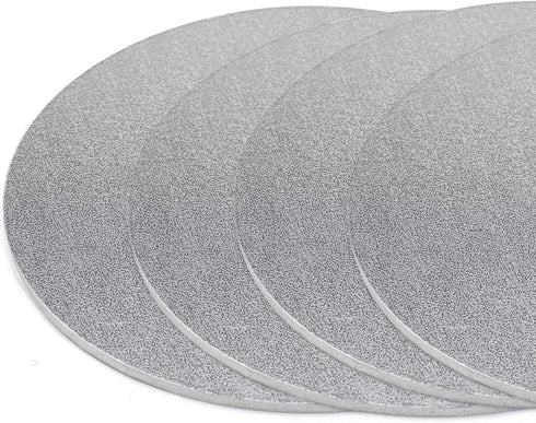 Tebery 12 Pack Silver Reusable Cake Drums Round Cake Circles 1/4 Inch Thick Cake Base Cardboard - 6 + 8 + 10 + 12 Inch