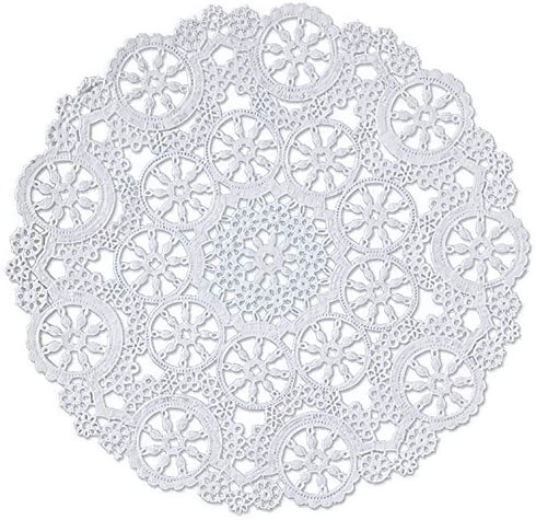 Royal Consumer Medallion Lace Round Paper Doilies, 8-Inch, Pack of 20 (B23004), White