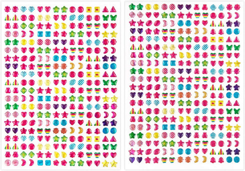 SAVITA 2000+ Stick on Earrings 3D Gem Stickers Glitter Sparkle Crystal Stickers Sticker Earrings for Girls Kids Children Multiple Colors & Shapes (4 Sheet)