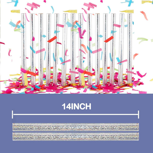 Battife Confetti Wands 7Pack Colorful Tissue Paper Confetti Flick Flutter Sticks for Wedding Celebrations, Anniversary, Birthday, Multi-Color, 14 inch