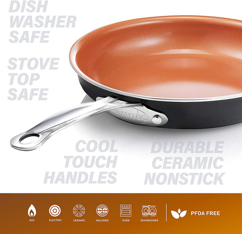Gotham Steel 9.5? Frying Pan, Nonstick Copper Frying Pans with Durable Ceramic Coating, Nonstick Frying Pans, Nonstick Skillet, Copper Pans Nonstick, Egg Pan, Omelet Pan Cookware 100% PFOA Free