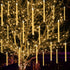 TAO XIANG QI 288 LED Christmas Lights Meteor Shower Rain Outdoor Decor, 8 Tube 12.2 Inch Waterproof Plug in Falling Fairy String Light Decor Tree Holiday Party Home (Warm White)