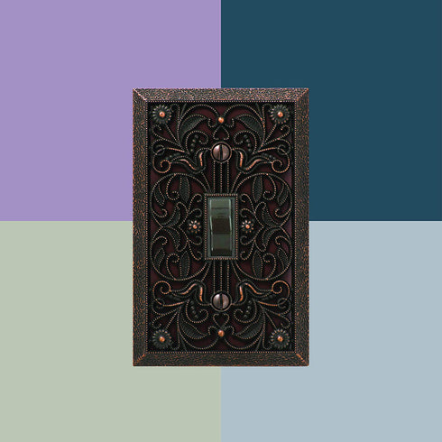 AMERELLE 65RDB Filigree Wallplate, 1 Rocker, Cast Metal, Aged Bronze, 1-Pack, Double Toggle
