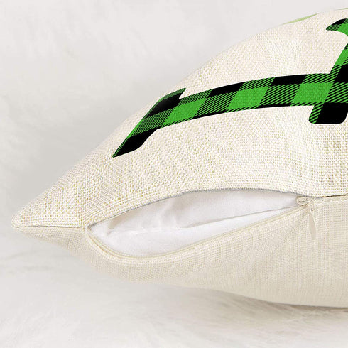 Hexagram St Patricks Day Pillow Covers 18 x 18, Green Buffalo Plaid Truck Shamrock Throw Pillow Covers Set of 4, Patricks Decorations Linen Pillow Covers for Living Room Couch Patio Indoor Outdoor