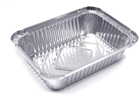 (50 Pack) Premium 1.5-LB Takeout Pans with Lids l Medium 7" x 5" x 2" l Heavy Duty Disposable Aluminum Foil for Catering Party Meal Prep Freezer Drip Pans BBQ Potluck Holidays