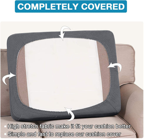 High Stretch Seat Cushion Cover Sofa Cushion Furniture Protector for Sofa Seat Sofa Slipcover Sofa Cover Soft Flexibility with Elastic Bottom (2 Pieces Medium Cushion Covers, Charcoal Gray)