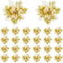 24 Pieces Christmas Glitter Poinsettia Flowers 5.5 Inch Artificial Christmas Flowers Xmas Artificial Glitter Flowers for Christmas Tree Ornament Party Decorations Wreath Garlands (Gold)