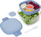 Bentgo® Glass - Leak-Proof Salad Container with Large 61-oz Salad Bowl, 4-Compartment Bento-Style Tray for Toppings, 3-oz Sauce Container for Dressings, and Built-In Reusable Fork (Light Blue)