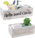 LotFancy Bathroom Decor Box 2 Pack, Hello Sweet Cheeks Nice Butt on 2 Sides, Wooden Back of Toilet Storage Basket, Toilet Paper Organizer for Home D©cor