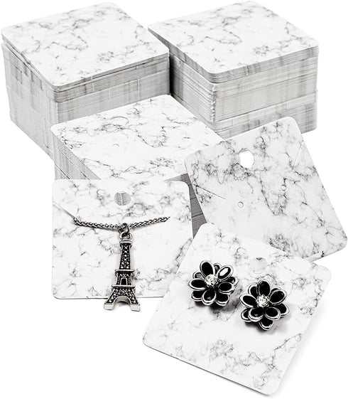 Jewelry Display Cards in Marble Design (2 x 2 Inches, 300-Pack)