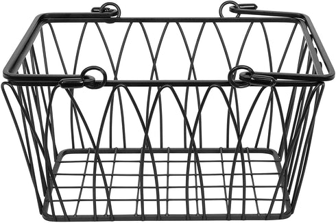 Spectrum Diversified Twist Handles Modern Farmhouse D©cor, Farmers Market-Style Wire Kitchen Organization, Small Storage Basket, Black