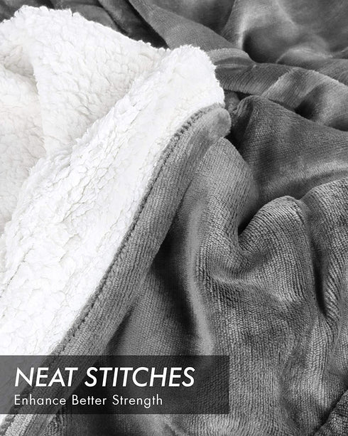 Utopia Bedding Sherpa Bed Blanket Twin Size Grey 480GSM Plush Blanket Fleece Reversible Blanket for Bed and Couch
