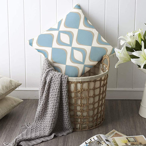 Hexagram Home Decorative Pillow Covers 18 x 18 Inch Set of 4 Blue Modern Geometric Soft Linen Throw Pillow Covers Cushion Case for Couch Sofa Living Room Patio Indoors Outdoors Style Home Decor