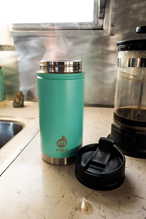 Mizu - V5 Water Bottle | 15 oz. Double Wall Stainless Steel Vacuum Insulated | Wide Mouth with Leak Proof Coffee Lid | Multiple Colors | BPA Free