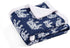 Lush Decor Navy Elephant Parade Throw Fuzzy Reversible Sherpa Blanket 60? x 50 White, 60 x 50