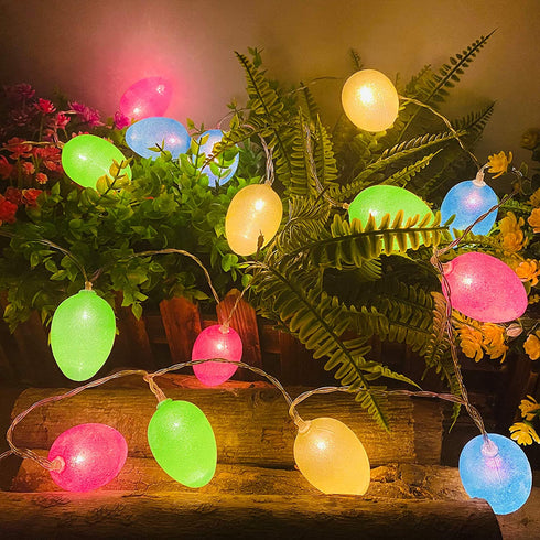 Easter Lights Decorations 10 Ft 20 Led Easter Eggs String Lights Battery Operated Fairy Lights Garland Easter Decorations for Home Party Indoor Outdoor Tree Bedroom Easter Hunt (Warm White)