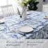 YONGLIU Rectangle Blue and Green Floral/Flower Printed Tablecloth Polyester Washable Indoor Outdoor Spillproof Table Cloth Cover for Dining Room Parties Patio Thanksgiving Birthday ( 55"X55"Square)