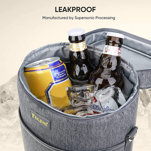 BALEINE 2 Bottle Wine Carrier - Insulated & Leakproof Wine Cooler Bag with Shoulder Strap for Picnic, Travel, BYOB Restaurant, Wine Gifts for Women (Ash Grey, 2 Bottle)