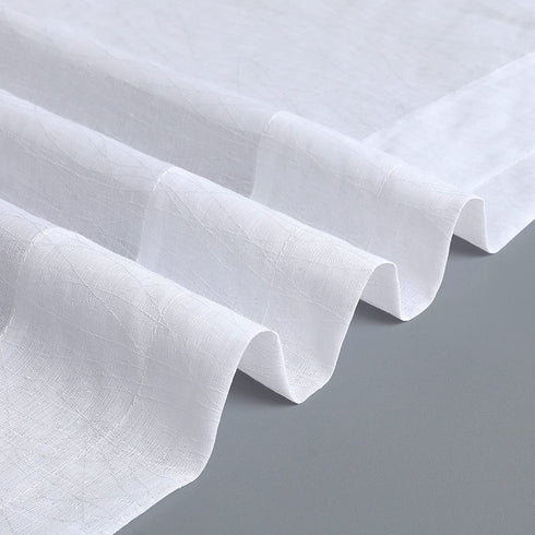 White Sheer Curtains 96 Inch Length for Living Room Extra Long Linen Wave Textured Soft Touch Rod Pocket Window Drapes 52x96 inches Long for Bedroom Closet Thick Opaque Faux Cotton Drapes