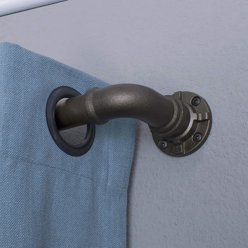 Decopolitan Industrial Wrap Around Telescoping Curtain Rod Set, 18-36", Bronze