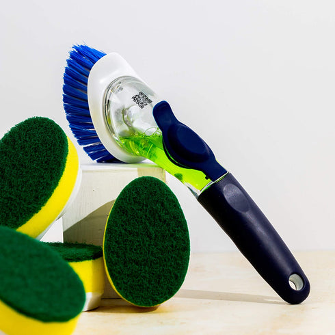 Dish Wand (7 Piece) Heavy Duty Delaware Durables Dish Sponge Kitchen Set with Elegant Soap Dispenser Dish Washing Tool, Eco-Friendly Sponge with Handle