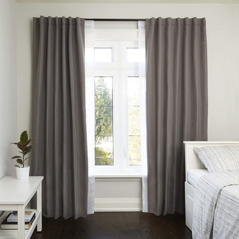 Umbra 1005892-797-REM Twilight Double Curtain Rod Set Wrap Around Design is Ideal for Blackout or Room Darkening Panels, 48-88 Inch (122-224cm), Dark Bronze