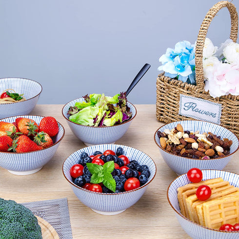 Cibeat 6 Pack 23 oz Premium Porcelain Bowls Set, 6 inch Cereal Bowls, Ceramic Bowls for Soup, Salad, Pasta, Rice, Large Capacity Ramen Bowls, Heat and Cold Resistant, Microwave and Dishwasher Safe