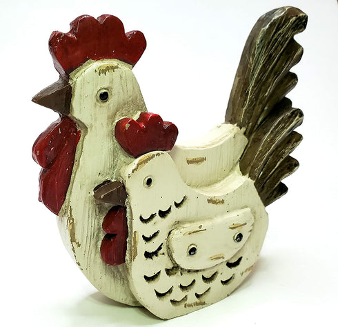 Rustic Chicken Pair Tabletop Decor Figurine