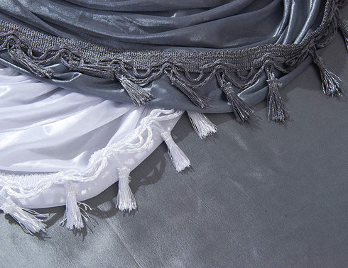 Regal Home Collections Amore 54 X 84 Inch Luxurious 5PC Attached Valance, Silver Window Curtain Set, 54 X 84