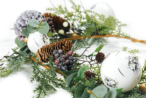 CraftMore Kelly Pine Garland with Birch Balls 72"