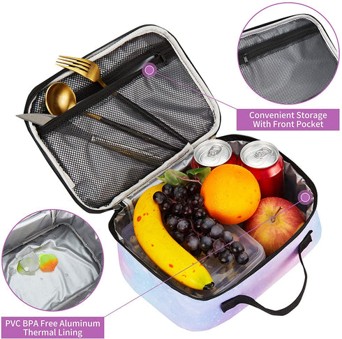 Lunch Box with Padded Liner, Rickyh style Spacious Insulated Lunch Bag Durable Thermal Lunch Cooler Pack with Strap for Boys Girls Adults School Sports Beach Picnic Work Camp,2 Pocket (LBXINGXING?