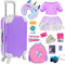 K.T. Fancy 23 pcs 18 Doll Accessories Suitcase Travel Luggage Play Set for 18 Inch Doll Travel Carrier, Sunglasses Camera Computer Phone Pad Travel Pillow Passport Tickets Cashes