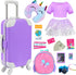 K.T. Fancy 23 pcs 18 Doll Accessories Suitcase Travel Luggage Play Set for 18 Inch Doll Travel Carrier, Sunglasses Camera Computer Phone Pad Travel Pillow Passport Tickets Cashes