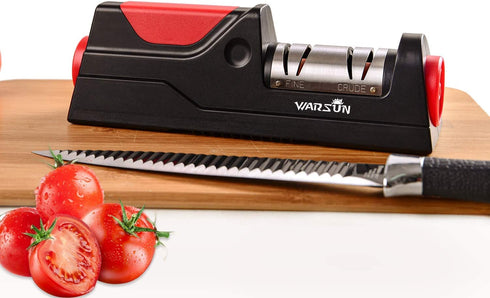 WARSUN Electric Knife Sharpener, Kitchen Knife Sharpening, Professional Knife Sharpener Electric Tool for Chef Knife, Black(Upgraded),not for Ceramic, Serrated Knives