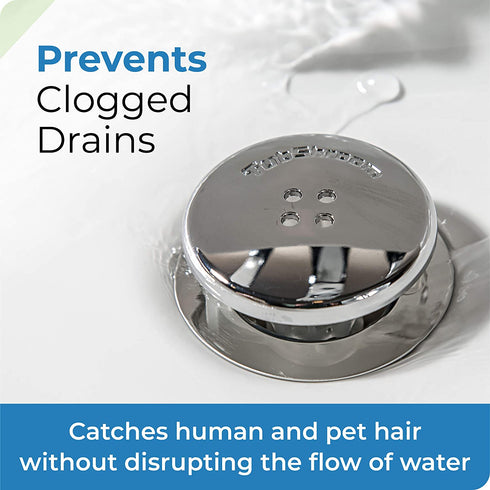 TubShroom Tub Drain Hair Catcher, Black Chrome Drain Protector and Hair Catcher for Bathroom Drains, Fits 1.5? 1.75? Bathtub and Shower Drains