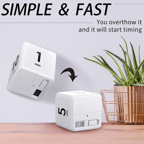 2 Pieces Cube Timers Gravity Sensor Flip Timer Kids Timer Workout Timer and Game Timer for Time Management, Holiday Surprise, 1 3 5 10 Minutes and 15 20 30 60 Minutes (White, Blue)