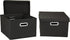Household Essentials Fabric Storage Boxes with Lids and Handles, Black