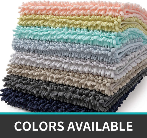 DEXI Bath Mat Bathroom Rug Non Slip Absorbent and Soft Floor Mats Washable Chenille for Bathtub Toilet Shower Room Entryway,20"x32"Light Blue